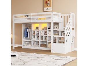 Lit mezzanine 90x200 cm <strong>SWEIKO</strong> <strong></strong> coloris blanc