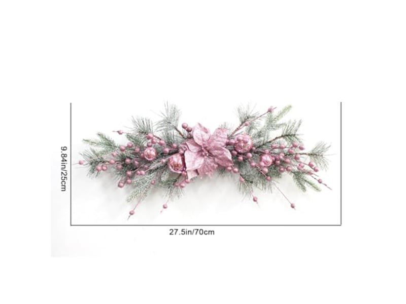  Couronne de noël rose vif 70cm, effet floqué enneigé – décoration de porte et intérieur  - Conforama B