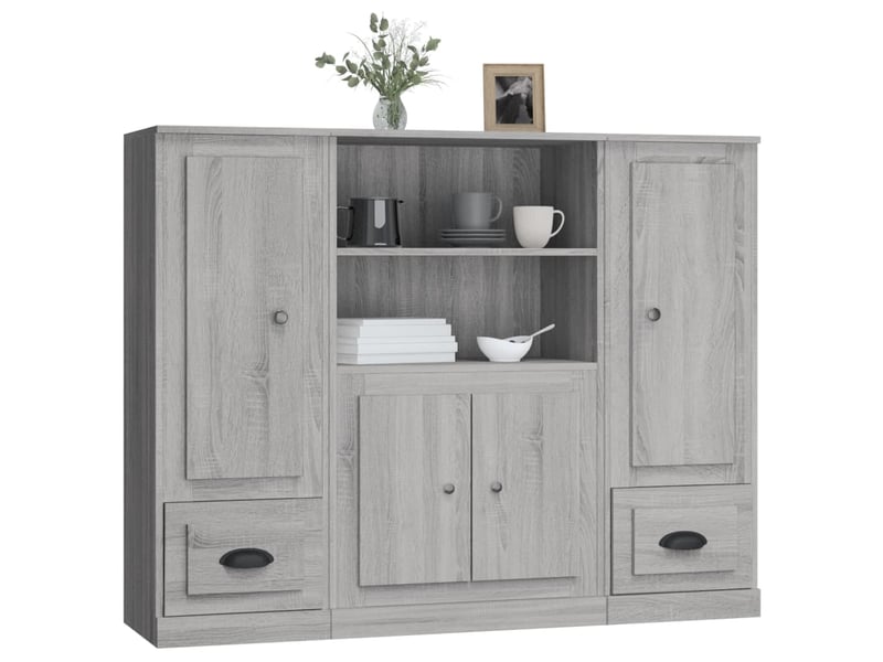  Buffets 3 pcs - bahut - meuble de rangement sonoma gris bois d'ingénierie  - Conforama D