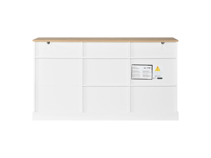  Buffet bas 3 portes coulissantes et 3 tiroirs, meuble de rangement, blanc, 140 x 40 x 77 cm, mdf Fay Lum - Conforama D