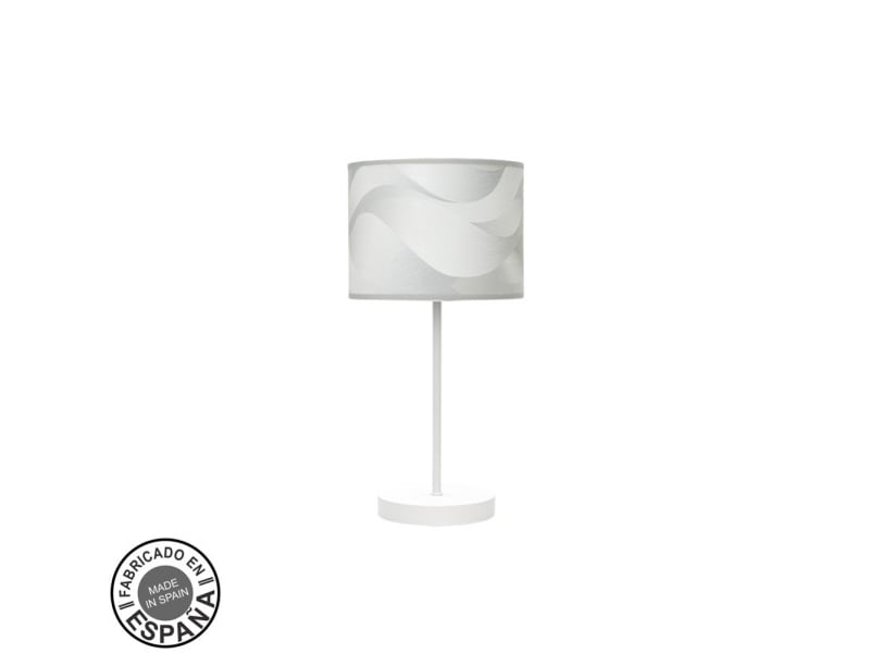 Fabrilamp moda lampe à poser blanc gris, abat-jour textile motif vagues grises, 1 x e14, 42 cm 212470031 - Conforama A