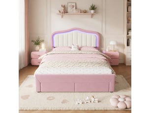 Lit avec rangement 140x200 cm <strong></strong> <strong>OMNIGLINT TRADING LTD</strong> coloris rose