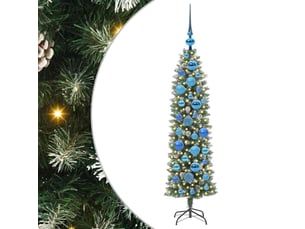 Sapin de noël - arbre de noël artificiel slim vert et blanc 120 cm