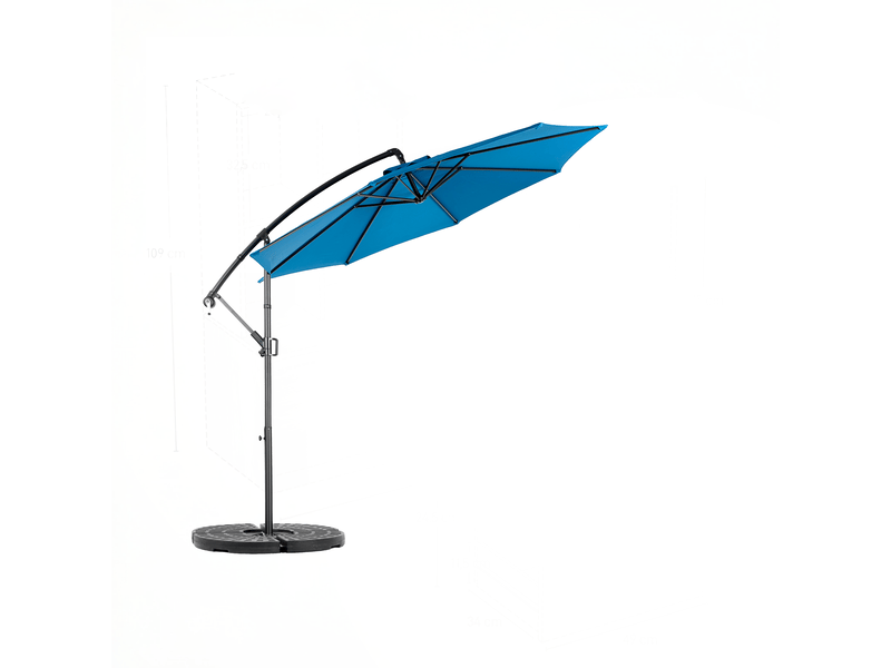  Parasol déporté 3 m avec inclinaison réglable, 8 baleines, polyester, bleu foncé  - Conforama D