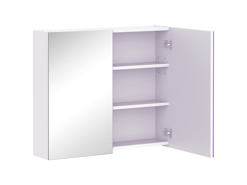 Armoire murale salle de bain avec miroir 70 x 60 cm avec étagère réglable, miroir salle de bain avec rangement, blanc - Conforama B