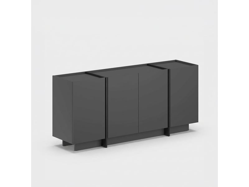  Buffet de salon 4 portes avec étagères et fermeture douce dorma - anthracite  - Conforama A