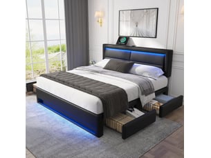 Lit avec rangement 140x200 cm TCQPZ coloris noir