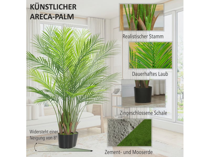  Palmier artificiel vert avec pot décoratif  - Conforama D