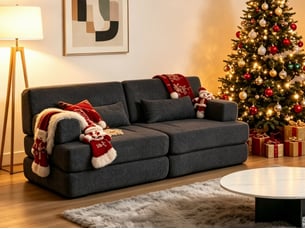 Canapé droit 2 en 1, sofa modulaire en chenille, avec armature en fer, convertible réglable pour salon, chambre ou bureau, 2 places, 80 x 90 x 182 cm, noir