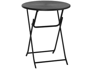 Table de jardin ronde pliable en acier et hdpe gris foncé ø 60 x 73 cm