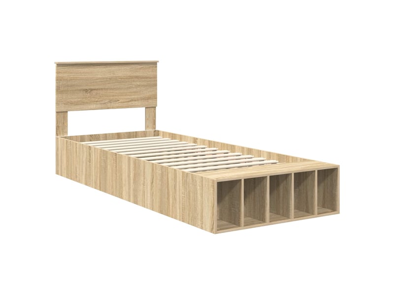  Lit simple- lit adulte -  cadre de lit chêne sonoma 90 x 190 cm bois d'ingénierie  - Conforama C