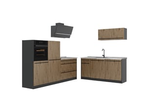 Vicco cuisine, chêne artisananthracite, 220cm sans plan de travail