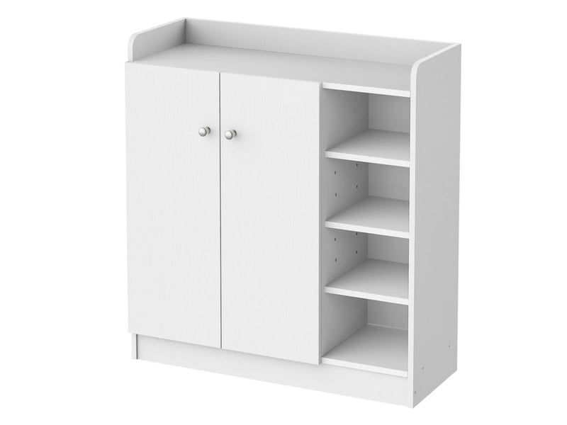  Meuble à chaussures 83x30x90 cm avec 2 portes et 4 compartiments bois blanc  - Conforama A