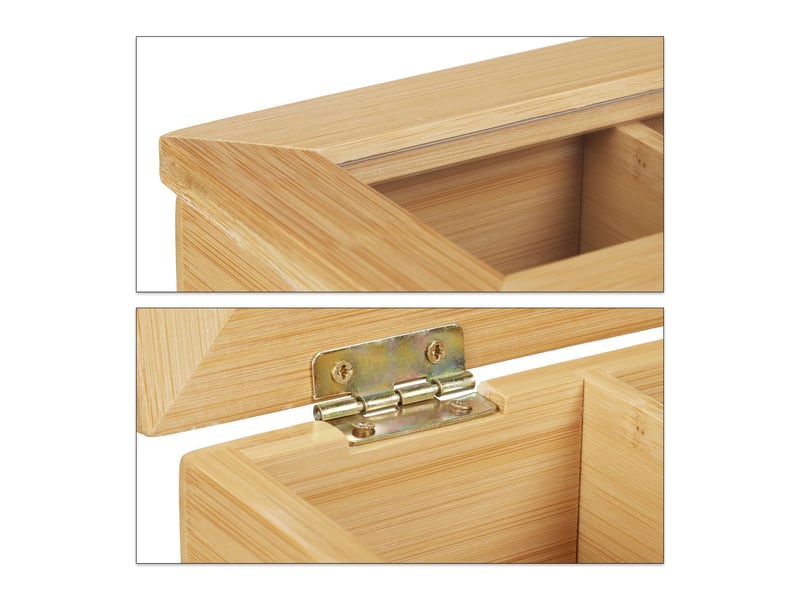  Boîte à thé allongée avec couvercle vitré 30 x 10 x 10 cm gain de place décoration naturelle en bambou beige 13_0008442  - Conforama C