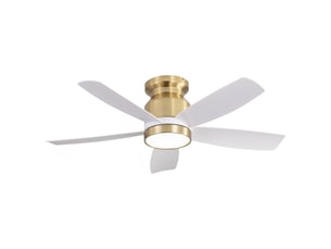 Ventilateur de plafond blanc silencieux 106cm extra plat avec lumière led dimmable, moteur dc réversible 6 vitesses et télécommande