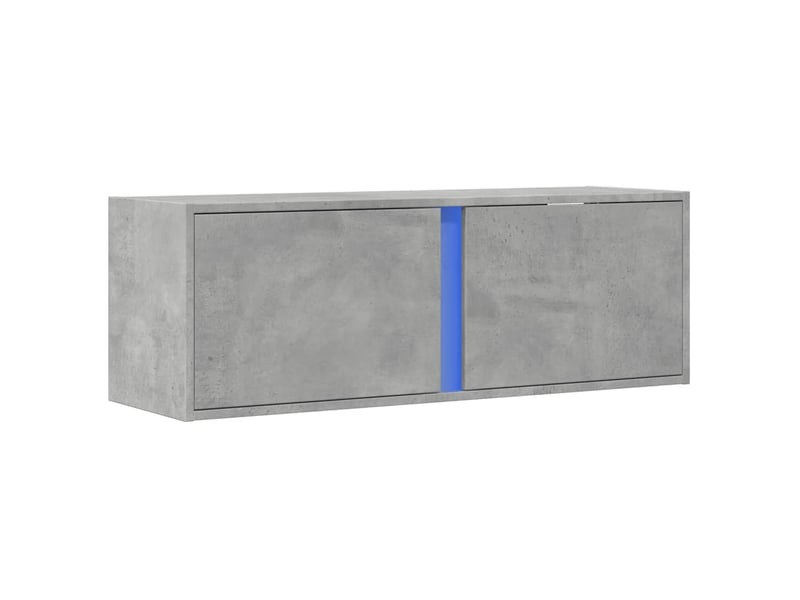 Meuble tv - banc tv - meuble de rangement mural avec lumières led gris béton 100x31x35 cm - Conforama C