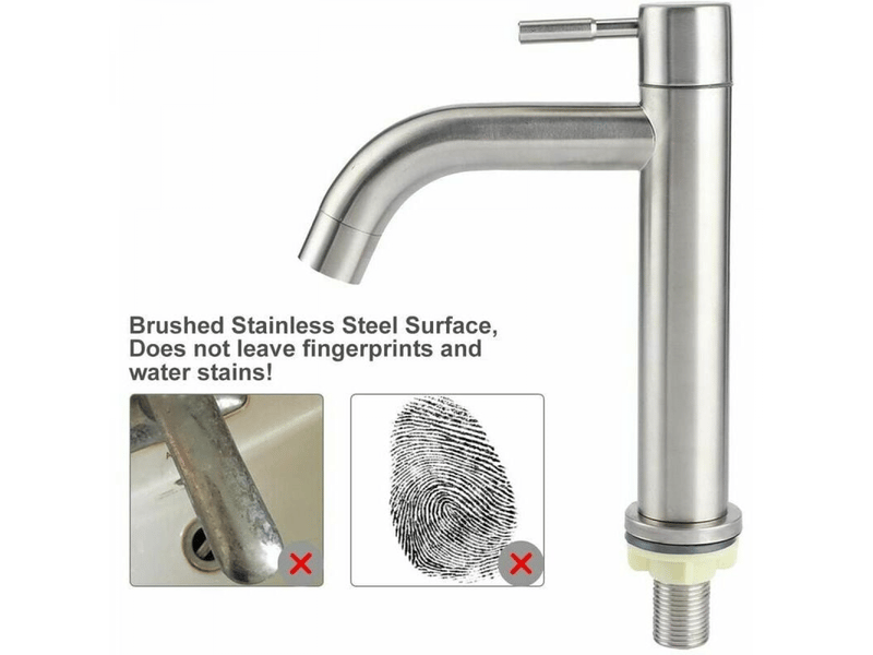  Robinet de grand lavabo monotrou froid en acier inoxydable brossé g12  - Conforama E