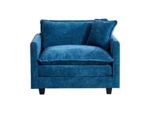 Canapé modulaire 1 place en tissu chenillé bleu, 107 x 75 x 84 cm, pouf non inclus