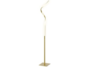 Lampadaire led en spirale, doré, avec 3 niveaux de luminosité et interrupteur au pied.
