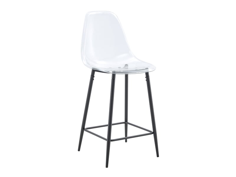  Tabouret de bar transparent design moderne avec repose-pieds et structure métallique en plastique noir  - Conforama A