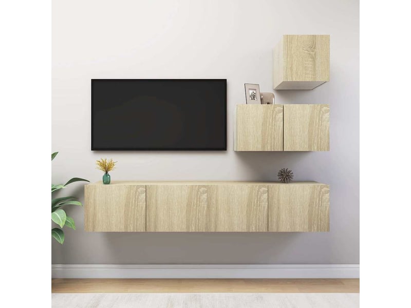  Ensemble de meuble tv - banc tv - meuble de rangement 4 pcs chêne sonoma bois d'ingénierie  - Conforama B