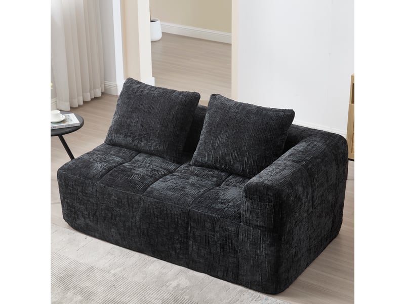  Canapé de salon, canapé moderne — poches latérales, noir, sans montage  - Conforama A