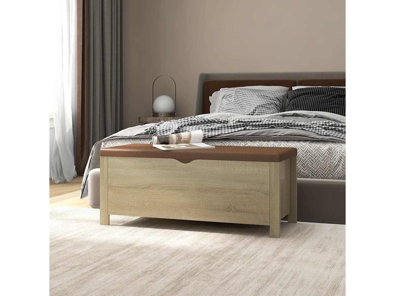 Boîte de rangement, coffre de rangement coussin chêne sonoma 105x40x45 cm aggloméré  - Conforama B