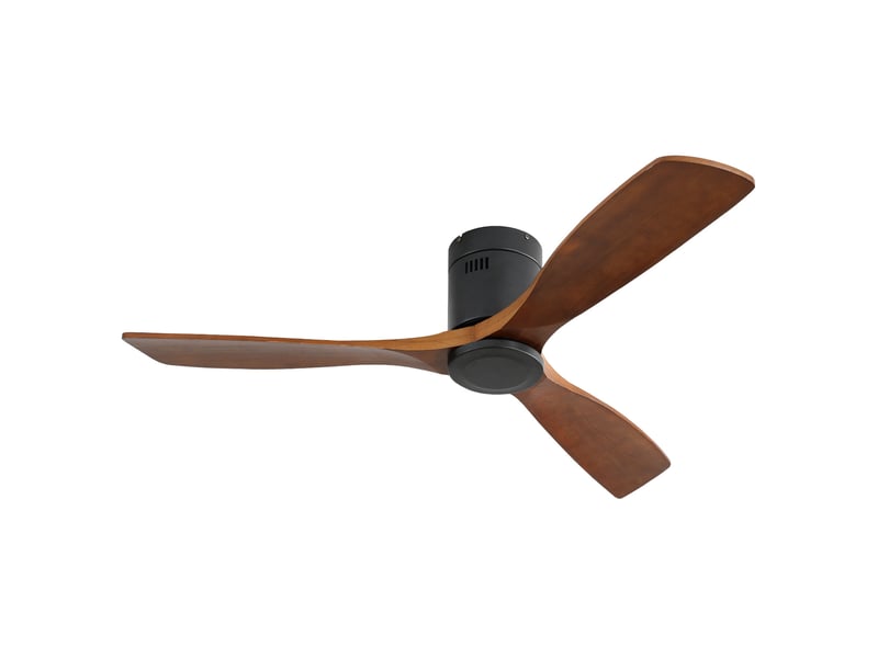  Ventilateur de plafond 132 cm – noir – 3 pales en bois, moteur dc silencieux réversible, télécommande  - Conforama A