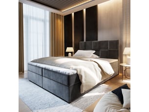 Lit avec rangement 140x200 cm <strong>MASSENO</strong>  <strong></strong> coloris gris