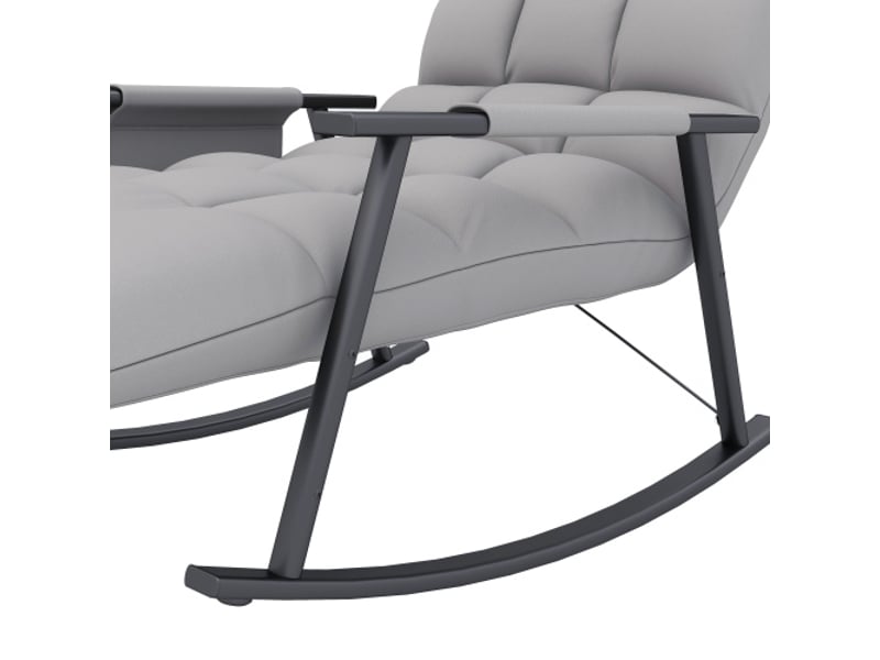  Fauteuil à bascule gris en microfibre avec repose-pieds, dossier réglable, poche latérale, 120 kg  - Conforama E