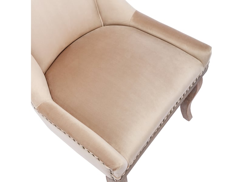  Chaise de salle à manger beige en velours avec pieds en bois massif, design élégant et confortable 4071298021189 - Conforama D