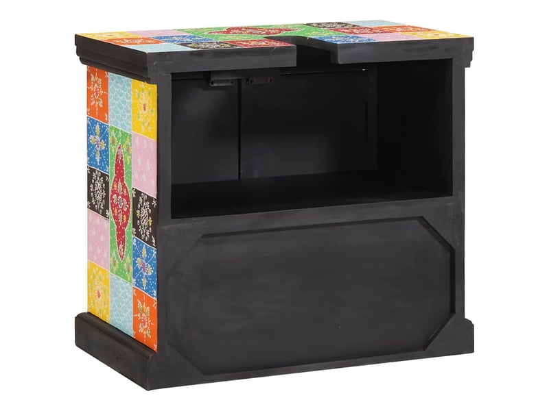  Meuble sous évier, armoire salle de bain marron 60 x 35 x 55 cm bois de mangue massif cf65489  - Conforama D