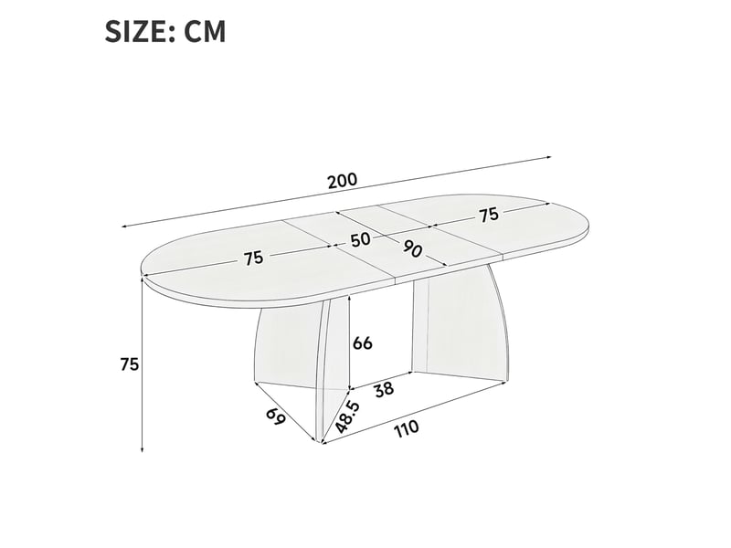  Table à manger extensible 150200 x 90 cm, mdf effet travertin, 6 à 8 personnes  - Conforama C