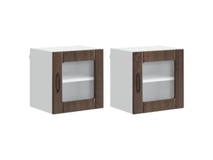 Meuble mural de cuisine, cabinet en verre mural 2 pcs chêne brun bois d'ingénierie shl4623