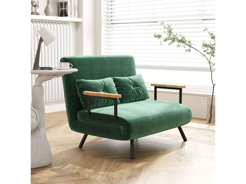  Canapé convertible 2 places avec dossier réglable vert 102x73x81 cm  - Conforama B