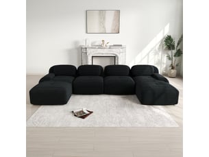 Canapé modulable, canapé de salon, en velours, noir, sans montage, sans structure, chambre, pour salon