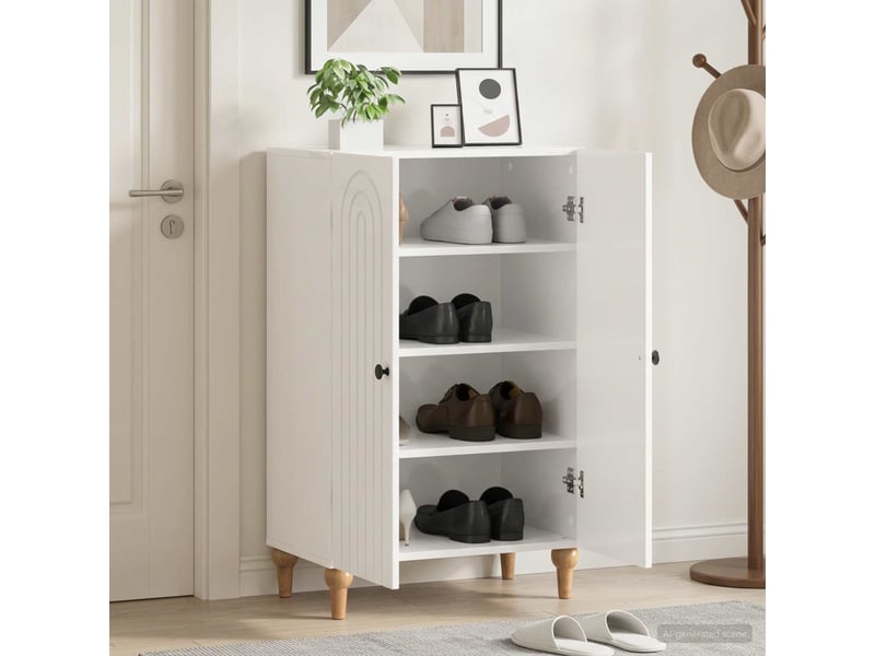  Meuble à chaussure, cabinet à chaussures alkmaar 59,5x39,5x90 cm blanc brillant  - Conforama B