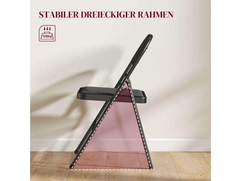  Chaises pliantes lot de 4 avec assise rembourrée - lpospi - dossier textile, métal, bureaurepas - noir  - Conforama E