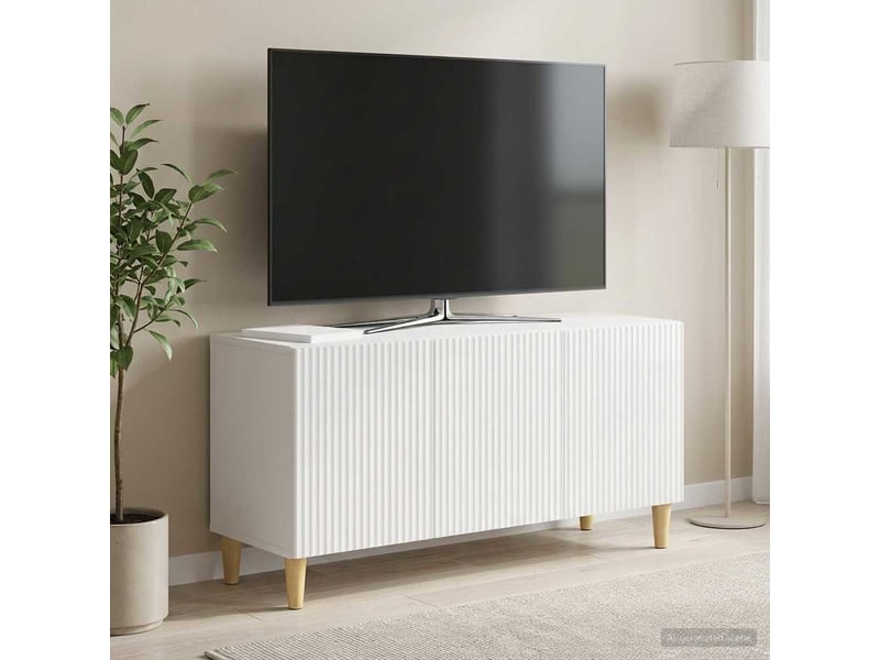  Meuble tv - banc tv - meuble de rangement 99 x 34,5 x 50 cm blanc brillant bois d'ingénierie  - Conforama D