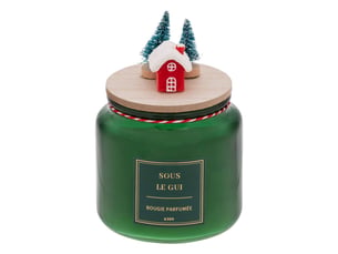 Bougie parfumée couvercle décoré 330g assorti