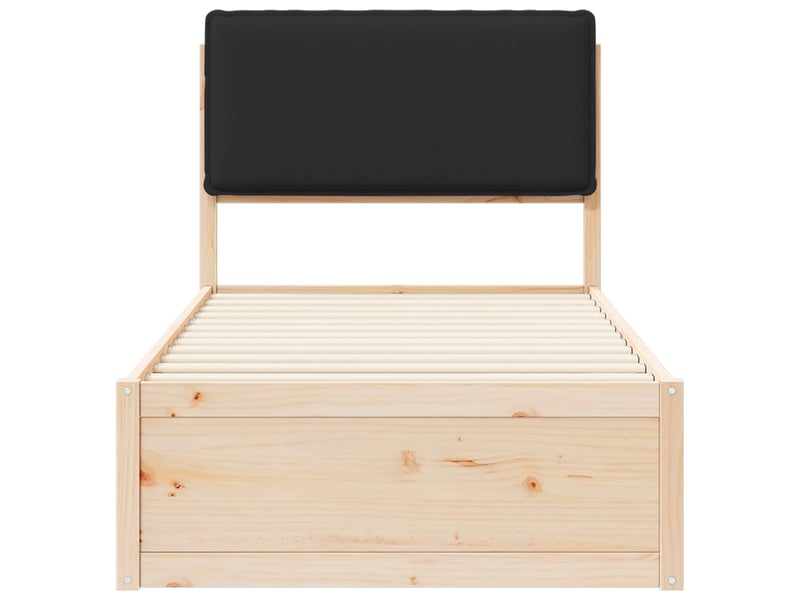  Lit simple- lit adulte -  cadre de lit avec tête de lit rembourrée noir 100 x 200 cm  - Conforama D