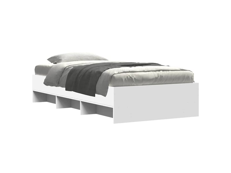  Lit simple- lit adulte -  cadre de lit sans matelas blanc 100x200 cm bois d'ingénierie  - Conforama B