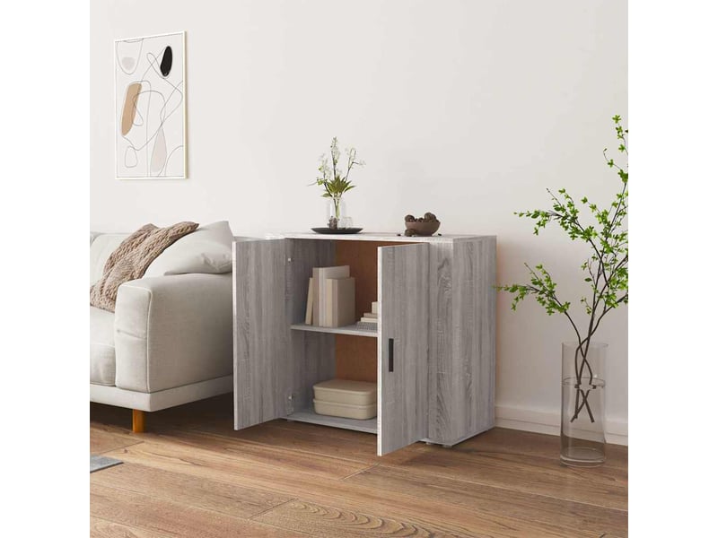  Buffet - bahut - meuble de rangement sonoma gris 80x33x70 cm bois d'ingénierie  - Conforama E