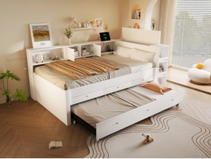 Lit gigogne 140x200 cm BGSRYAO coloris blanc