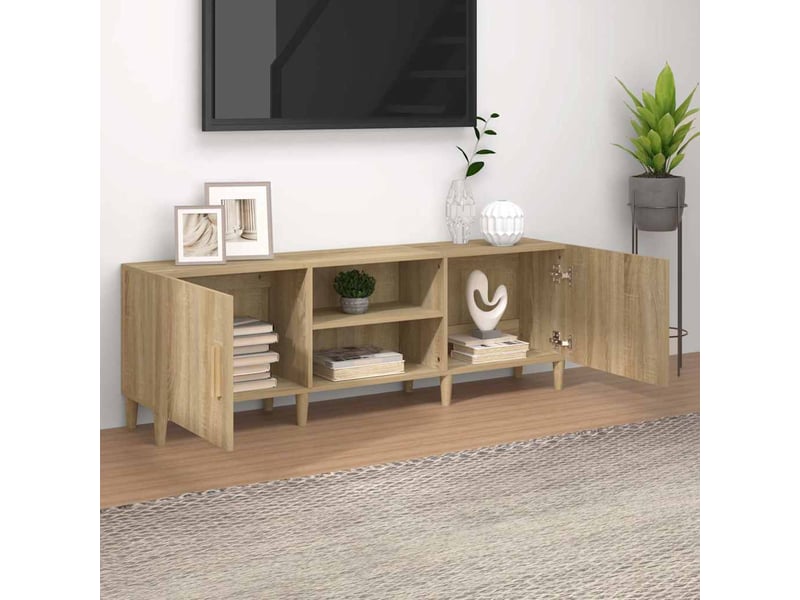  Meuble tv - banc tv - meuble de rangement chêne sonoma 150x30x50 cm bois d'ingénierie  - Conforama C