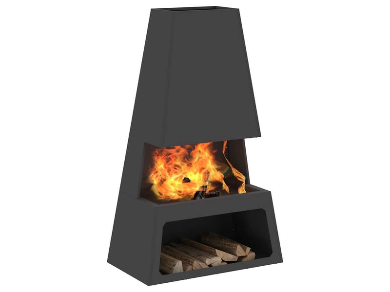  Brasero exterieur, foyer noir 60x35x100 cm acier patiné  - Conforama C