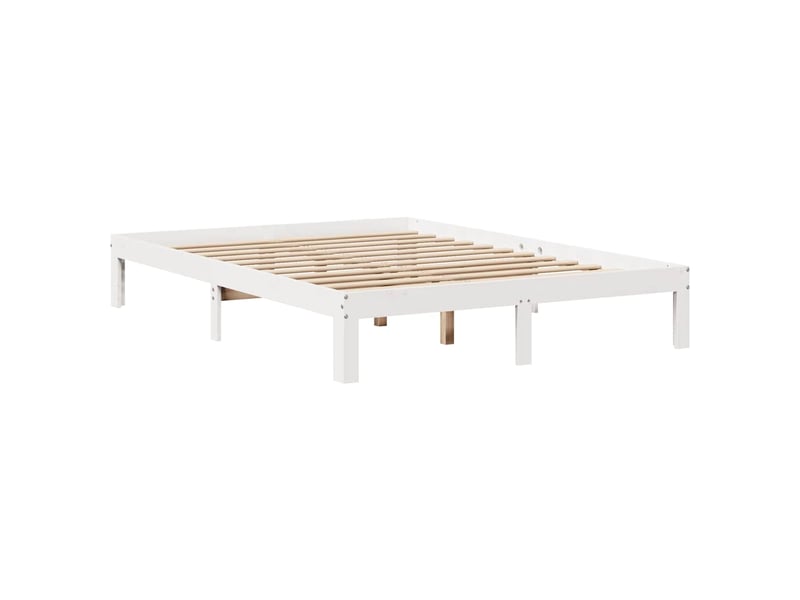  Lit double- lit adulte -  lit bibliothèque sans matelas blanc 160x200 cm bois pin massif  - Conforama D