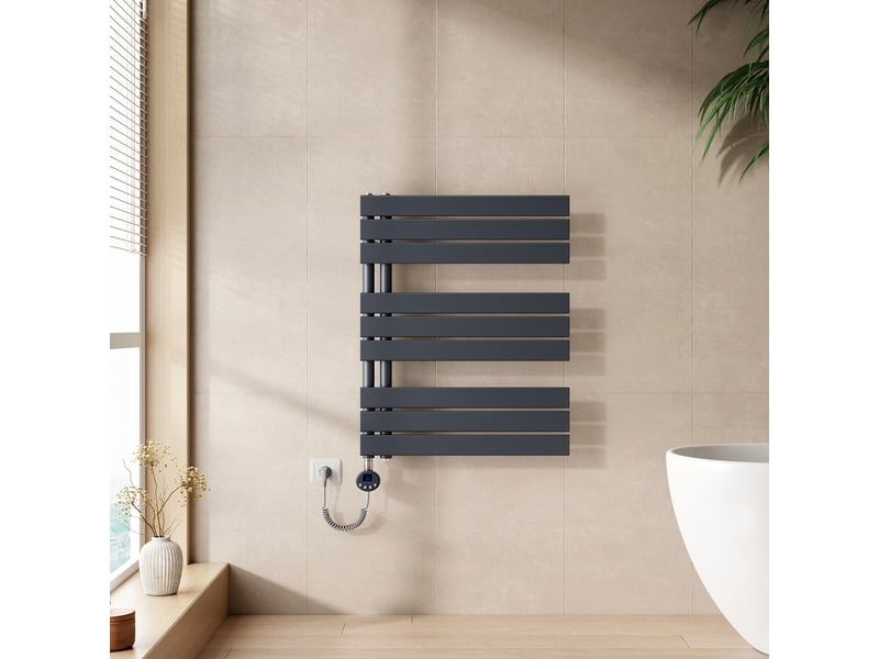 Emke radiateur sèche-serviettes électrique 762x600 mm, gris anthracite 400w, wifi, modes intelligents, ipx4 - Conforama B