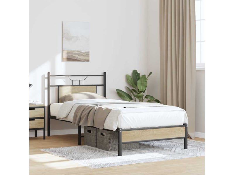  Lit simple- lit adulte -  cadre de lit sans matelas chêne sonoma 80x200 cm  - Conforama C