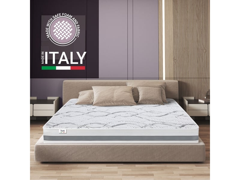 The white stone matelas 70x140 cm fermeté moyenne | hauteur 25 cm | tissu hypoallergénique et respirant | propriétés ergonomiques et auto‑modelantes | fabriqué en italie - Conforama C